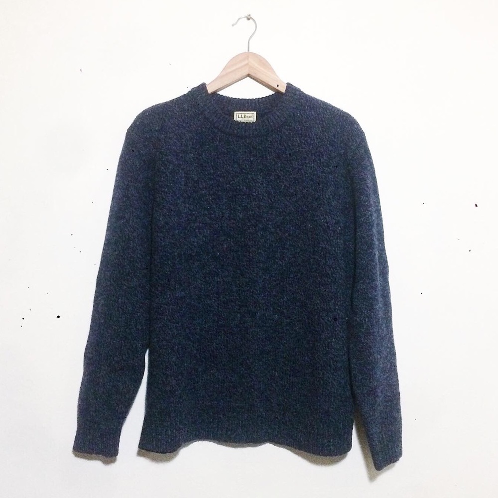 L.L. Bean Navy 100% Wool Crewneck Sweater